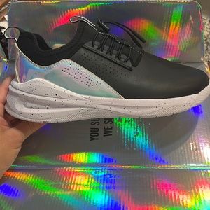 Womens black holographic Clove sneakers